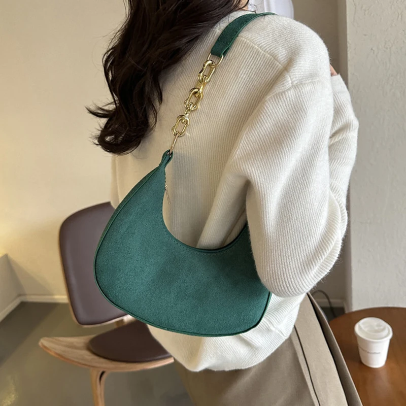 Women's Fashion Handbags Retro Solid Color Shoulder Underarm Bag Casual Women Hobos Handbags