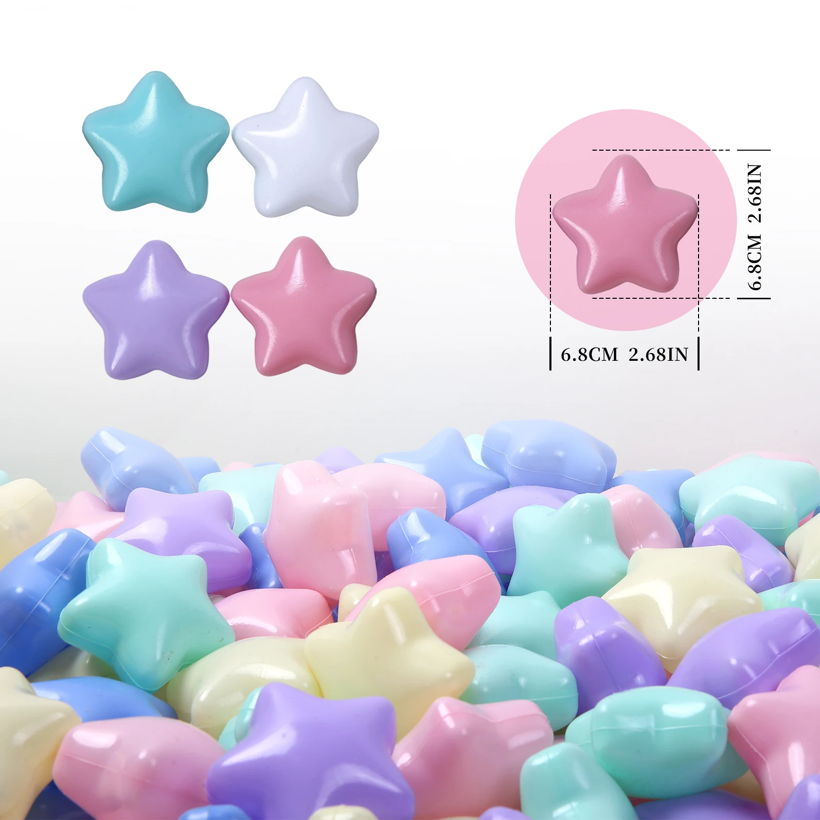 2.68 بوصة 50/100 قطعة رشاقته حجم صغير شكل نجمة لينة البلاستيك سحق برهان الكرة حفرة كرات للأطفال اللعب مع حقيبة التخزين