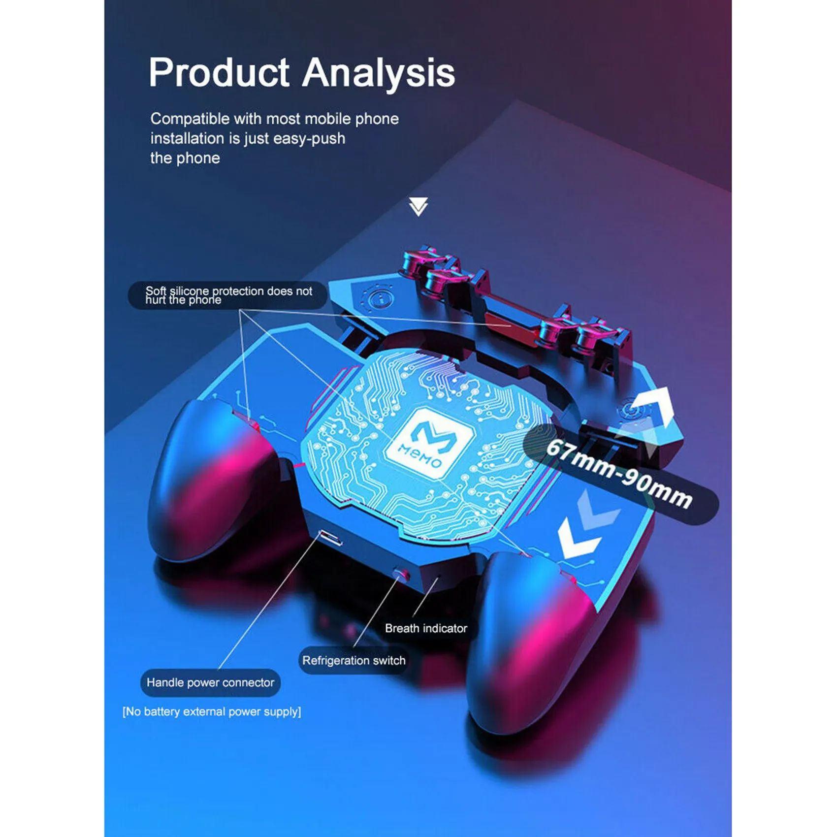 MEMO DL88 Gamepad untuk kontroler Game PUGB Joystick Radiator ponsel Radiator semikonduktor pemicu ponsel