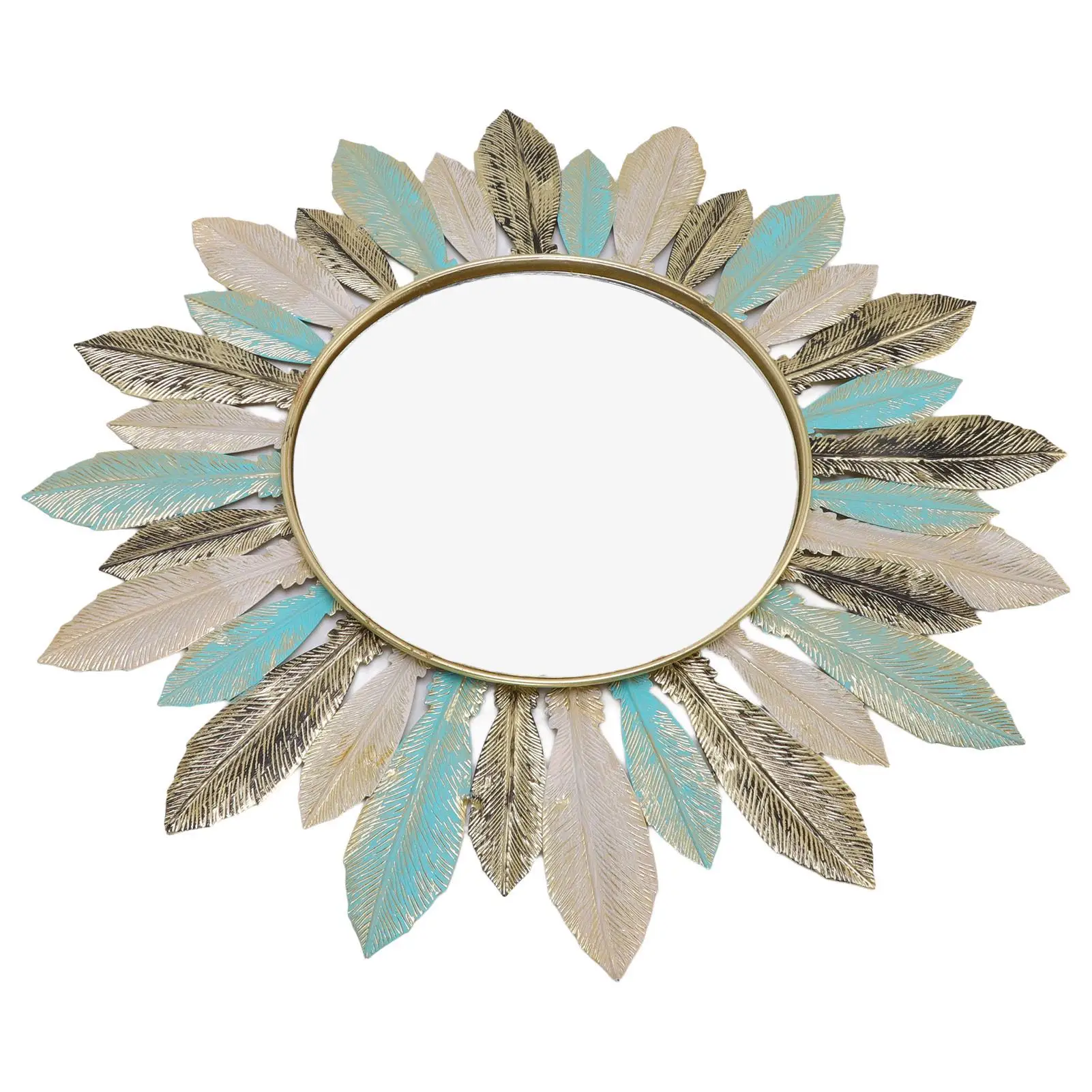 Minimalist Metal Feather Wall Decor - Modern Makeup Mirror & Fade-Resistant Art for living Room, Bathroom, for cafe