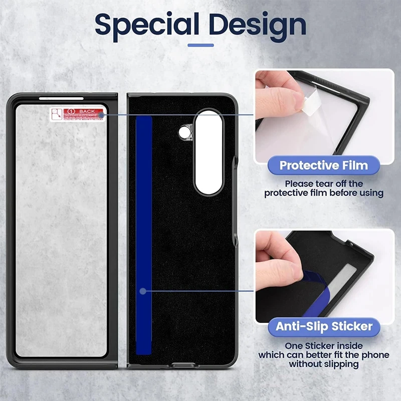 For Samsung Galaxy Z Fold 6 Z Fold 5 Leather Case With Ring Screen Protector Plating Woman Girl Luxury Phone Case For Z Fold 4 3