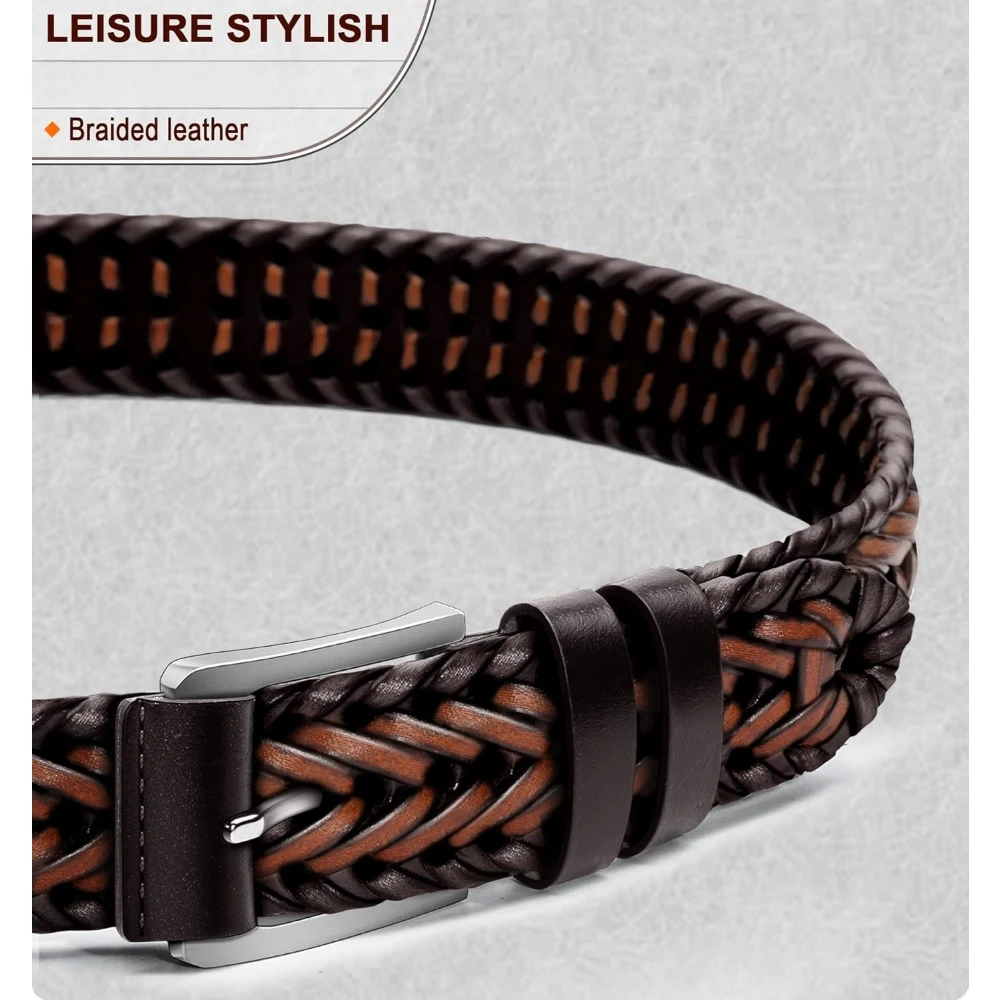 Belts,Leather Woven Braided Belts for Gift Men Casual Jeans Golf