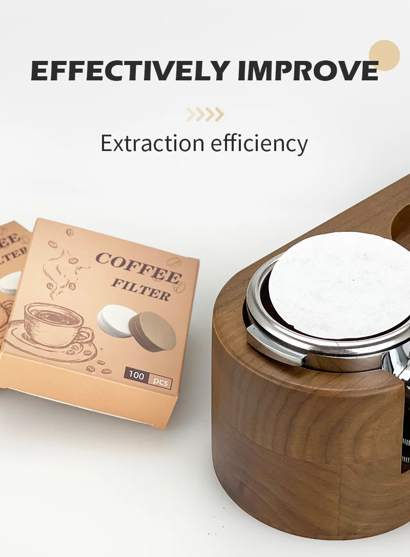 Kaffee Filter Papier Espresso Papier Filter 51mm 53mm 58mm 100 stücke Puck Bildschirm Für Delonghi Breville Siebträger maschine Werkzeuge – Detail 7