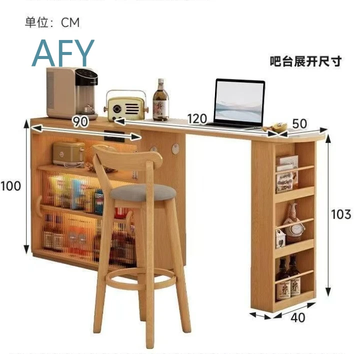 Multi-Functional Retractable Side Cabinet Table for Living Room Small Apartment Japanese Rock Slab Style Household Locker