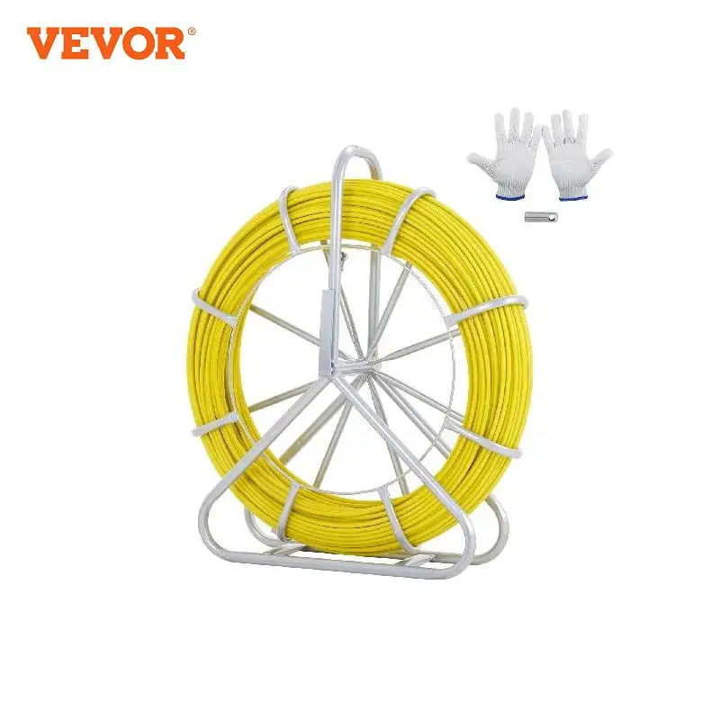 vevor fiberglass peixe tape duto rodder extrator de fio ferramentas de pesca para paredes conduto eletrico nao condutora 492 pes 01