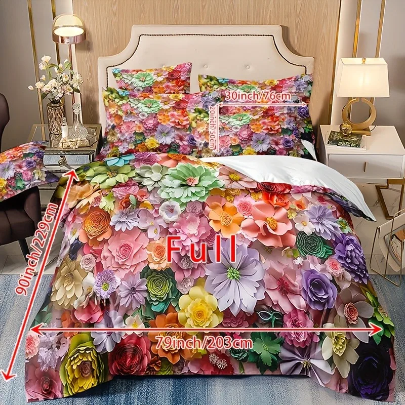 Floral Bedding Set Plants Duvet Cover Set Quilt Cover With Pillowcase For Bedroom Decor Birthday Gift Halloween Christmas Gift