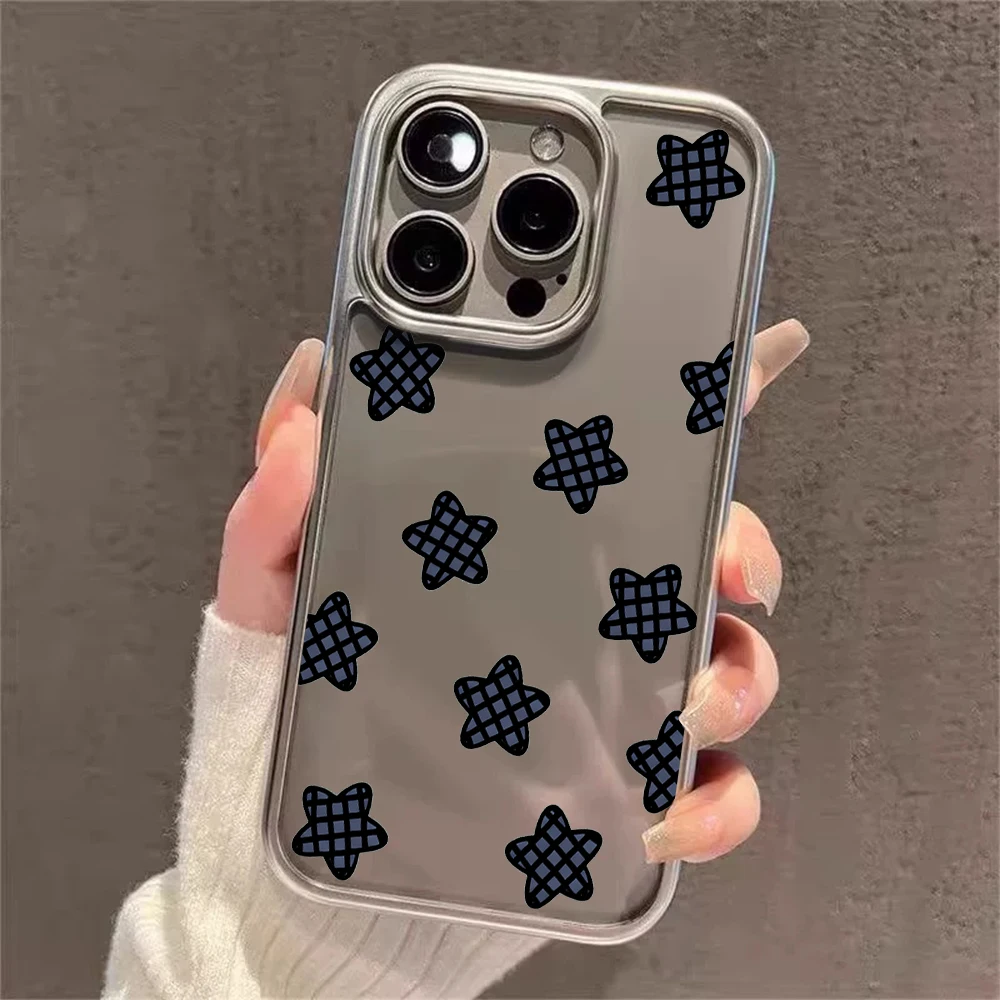Y2K Stars Fashion Clear Cases For iPhone 15 Pro Max Case iPhone 16 Plus 13 14 15 12 11 17 Air XR Transparent Plating TPU Cover view 2