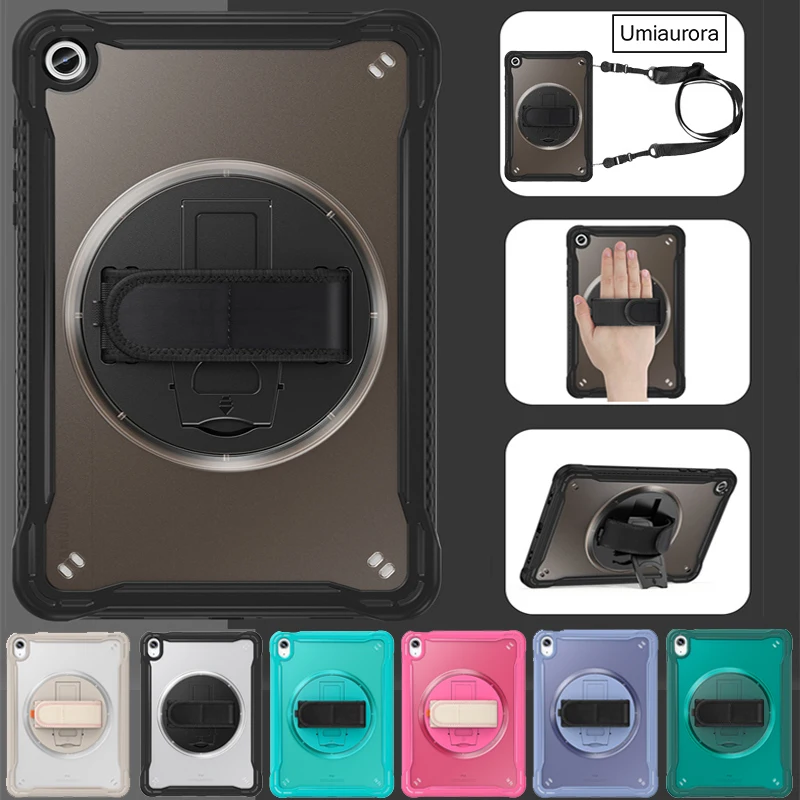 

For Samsung Tab A11 8.7" SM-X130 A9+ A11+ Plus 11" SM-X230 X210 Shockproof Silicon PC Hybrid Tablet Case Hand Strap Stand Funda