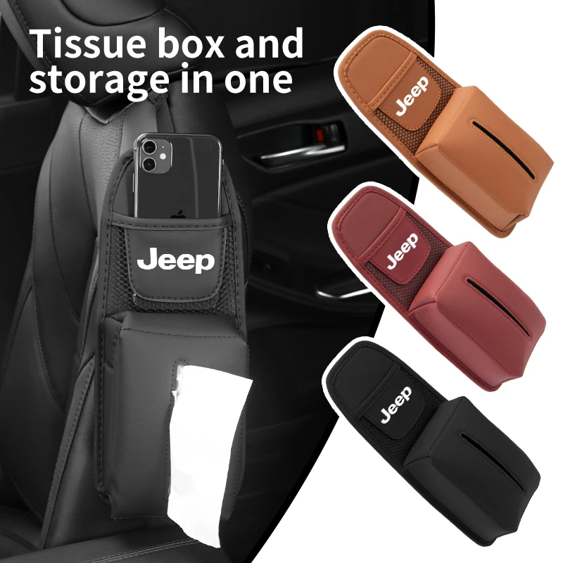 Car Accessories Seat Side Tissue Box Phone Storage Bag For Jeep Renegade Grand Cherokee Compass Patriot Wrangler Liberty Rubicon