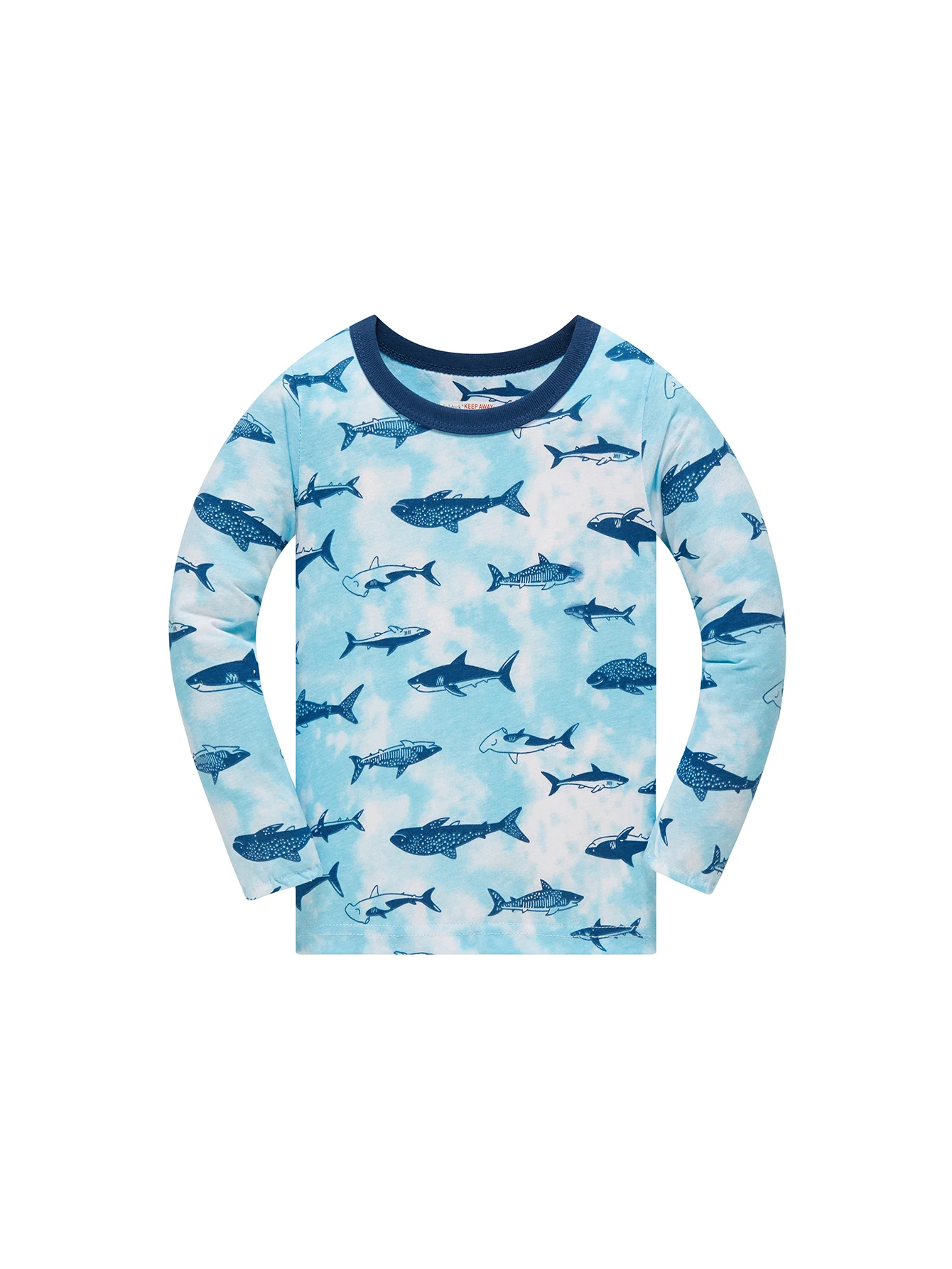 Kinder-Schlafanzug-Set aus 100% Baumwolle mit Vollprint-Cartoon-Hai, Langarm-Pyjama für Kinder von 1-8 Jahren, 2-teilig – Detail 4