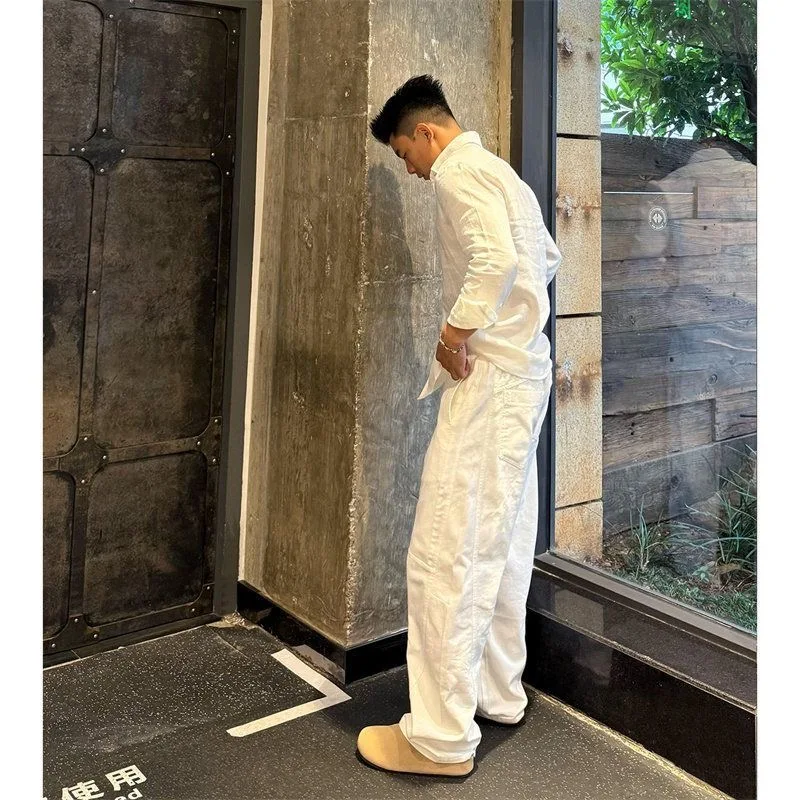 Lightweight Linen Sun Protection Shirt And Sport Shorts Two-Piece Set for Men Casual Autumn Fashion Breathable Cotton Linen