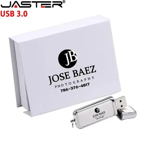 JASTER 가죽 USB 3.0 플래시 드라이브 128GB 컬러 인쇄 펜 드라이브 64GB 무료 사용자 정의 로고 메모리 스틱 32G 크리 에이 티브 비즈니스 선물