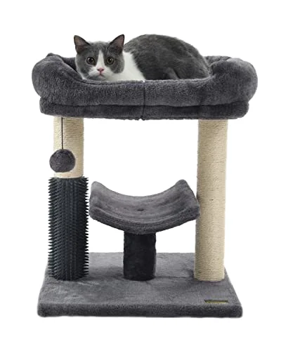 Modern Classic Sustainable Wooden Cat Tree Tower Christmas Multi-Level Sisal Climbing Frame Plush Scratching Posts Indoor Carton