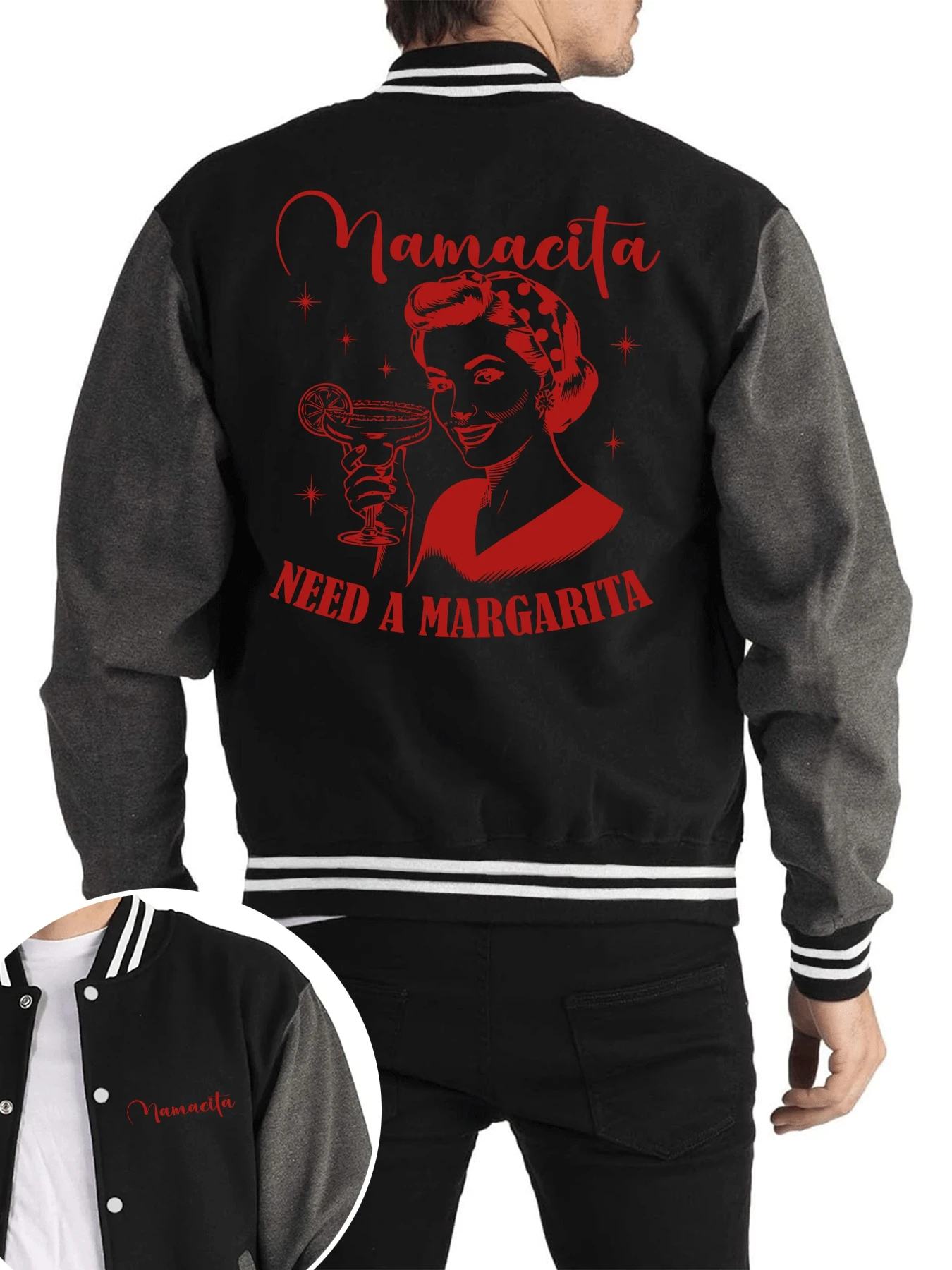 

Mamacita Needs A Margarita Prints Бейсбольный трикотаж Женский модный топ на пуговицах Винтажная свободная куртка Флисовая мягкая спортивная одежда