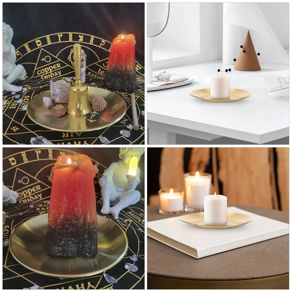 

2Pcs Moon Gold Plate Smooth Finish Metal Display Tray for Holder Small Storage Decorative Home Temple Use