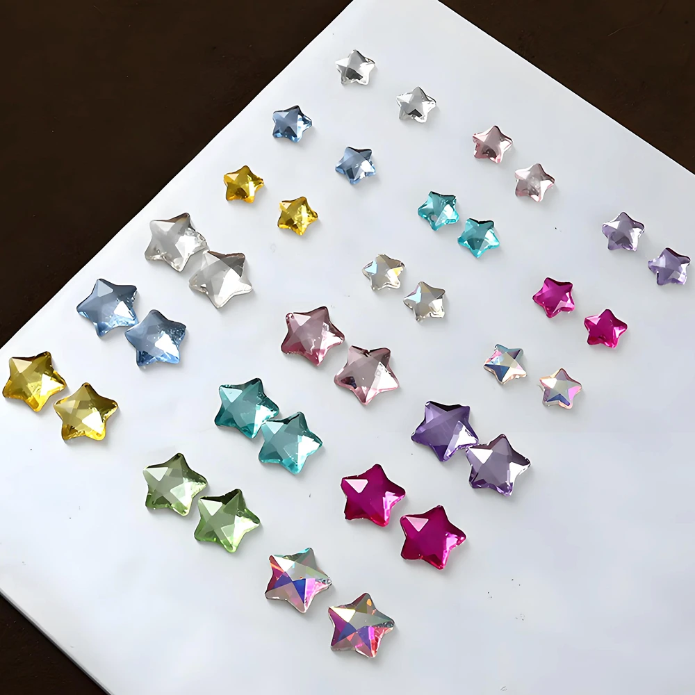 50PCS Flatback 3D Nail Art Starts Rhinestone Charms Parts Crystal Accessories For Nails Decoration Manicure Material Supplies