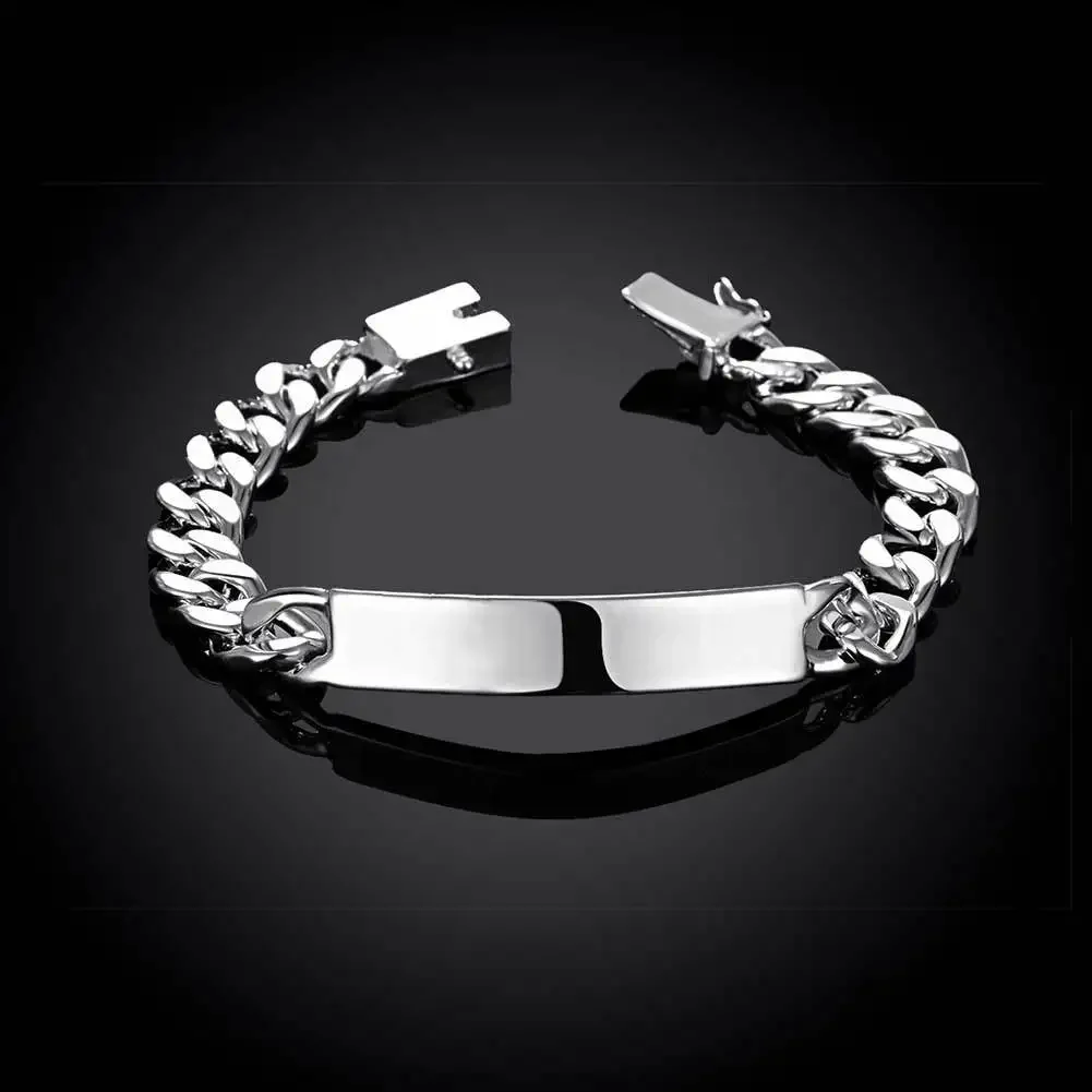 

925 Sterling Silver 10mm Smooth Sideways Bracelet For Men Woman Charm Wedding Engagement Party Fashion Jewelry