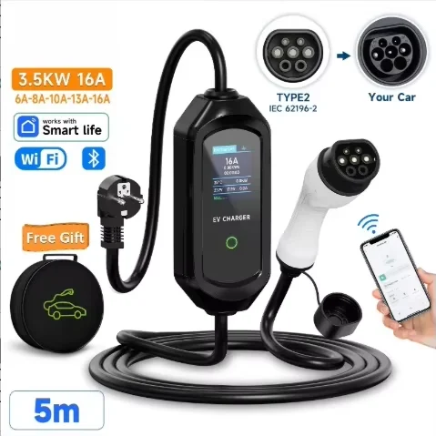 JNTAFEV 3.6KW Draagbare autolader Type2 16A Oplader voor elektrische voertuigen WiFi APP Bluetooth Draadloze bediening Snelle oplaadkabel