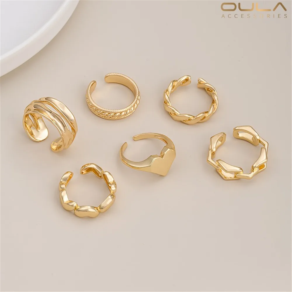

1pcs 14K Gold-plated Twisted Heart Heart-shaped Ring Retro Simple Light Luxury Niche Instagram Gold Ring From Europe America
