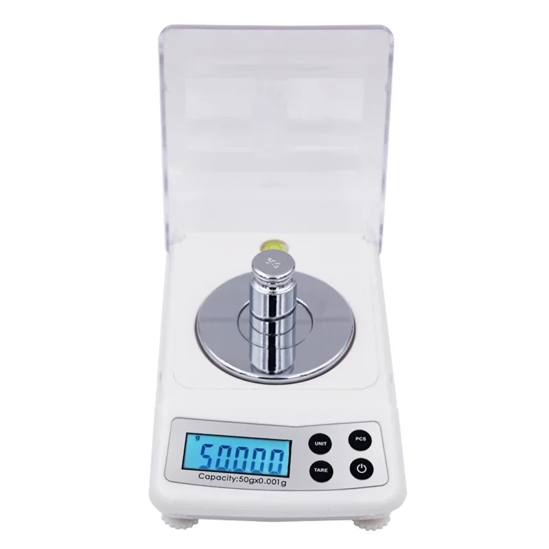 50g、0001g単位のlcdデジタル式ジュエリー用精密天秤。ダイヤモンド、実験室、医薬品、電子機器、宝石、カラット重量の計測に。