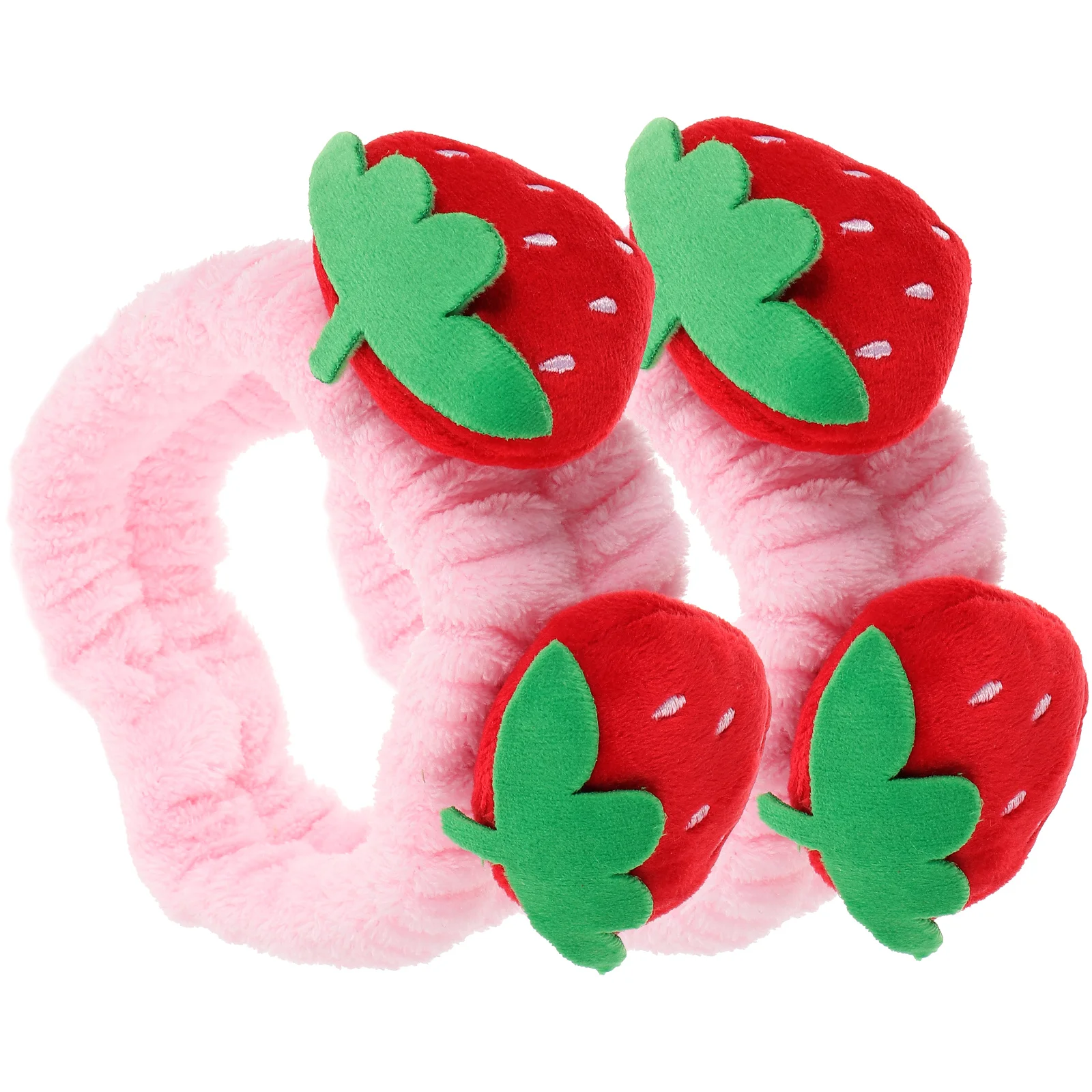 2 Pcs Strawberry Headband Kawaii Plush Face Washing Headbands Women Soft Cute for