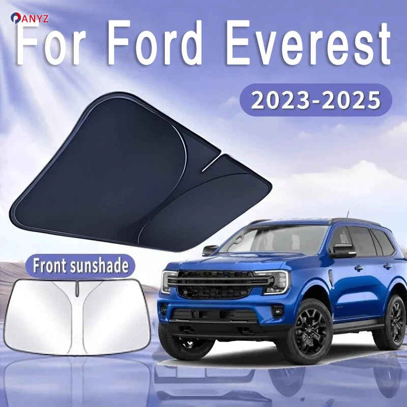 For Ford Everest 2023 2024 2025 Foldable Car Sun Visor Front Windshield Sunshade Heat Insulation Summer Cooling Auto Accessories