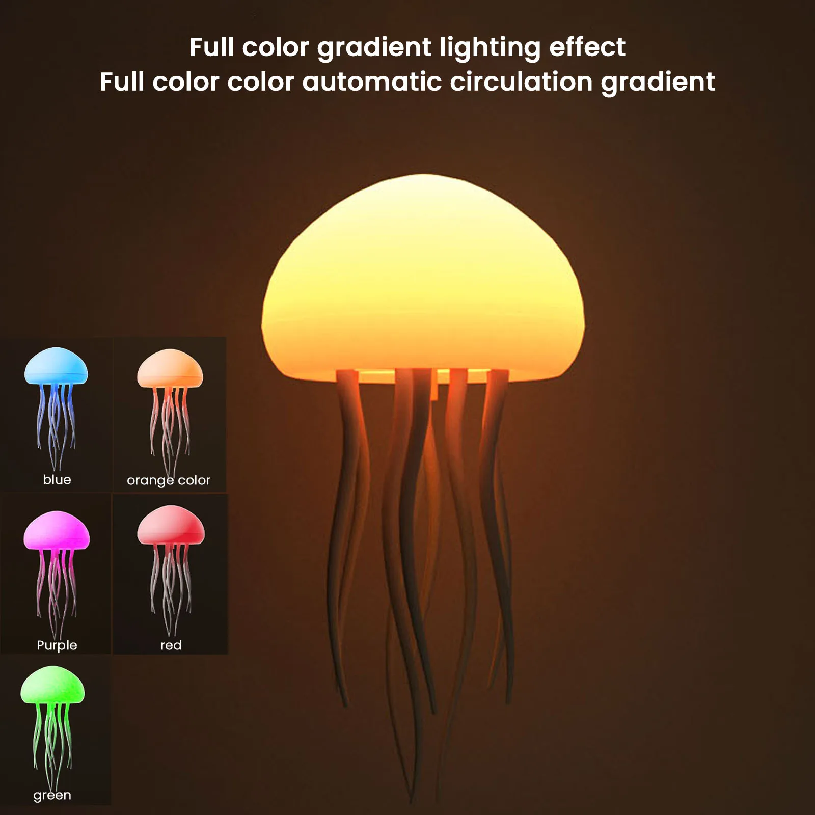 Voice Control Jellyfish Lamp Automatic Rotating Swimming Jellyfish Atmosphere Night Light With Warm And Gradient Light