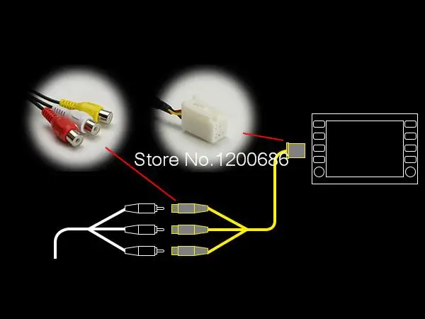 Car 3RCA Cable Adapter For Toyota Audio Video Input Cable for Lexus Toyota 25CM