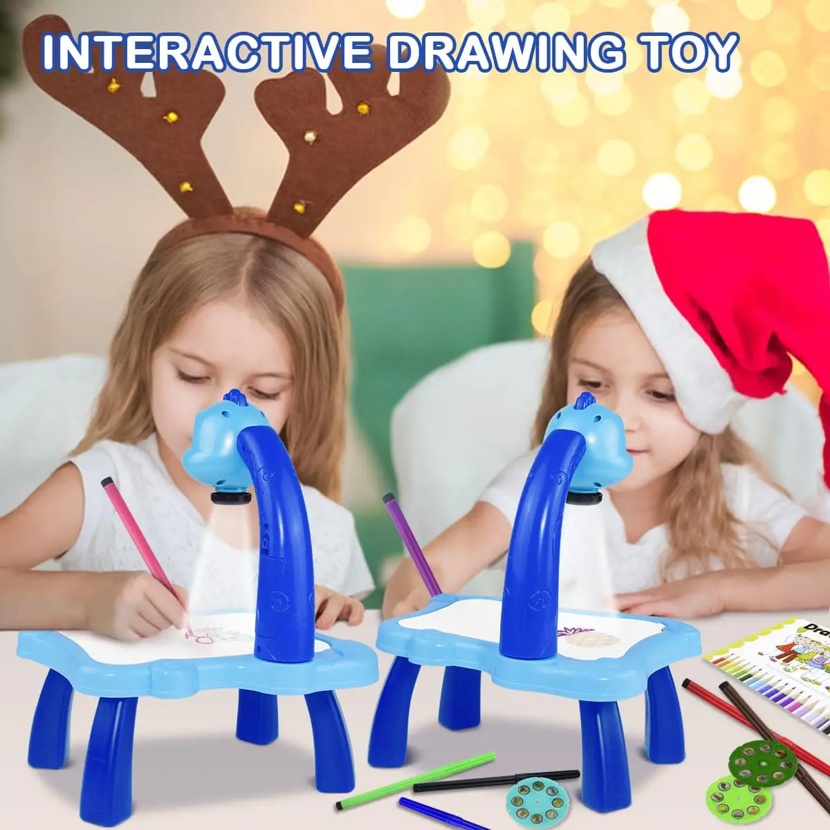 Tekenprojector Tafel voor Kinderen, Schilderbord met Licht & Muziek, Slimme Projector Tekenbureau, Cadeau Speelgoed