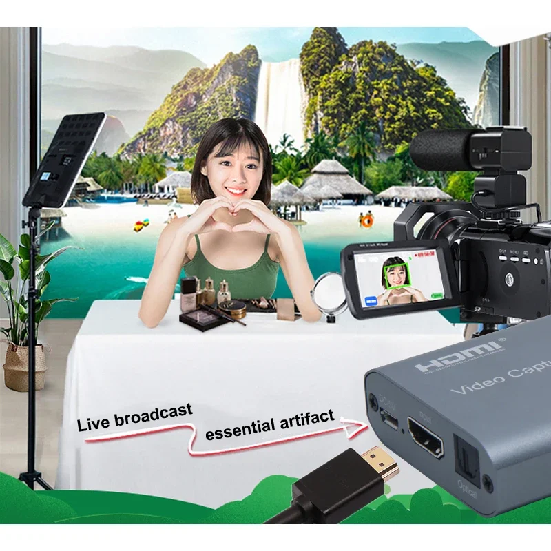 4K 60HZ USB 3.0 Video Capture Card 1080P 60fps HDMI Audio Video Grabber TV Loop Out for PS4 Game Camera Recording Live Streaming