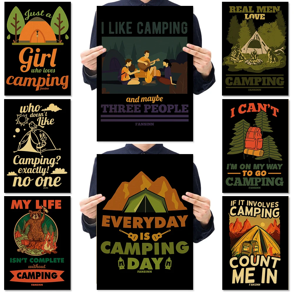 Camping Posters Are The Best Gift for Boys. Family Camping Is Suitable for Room, Living Room, Wall Sticker Art