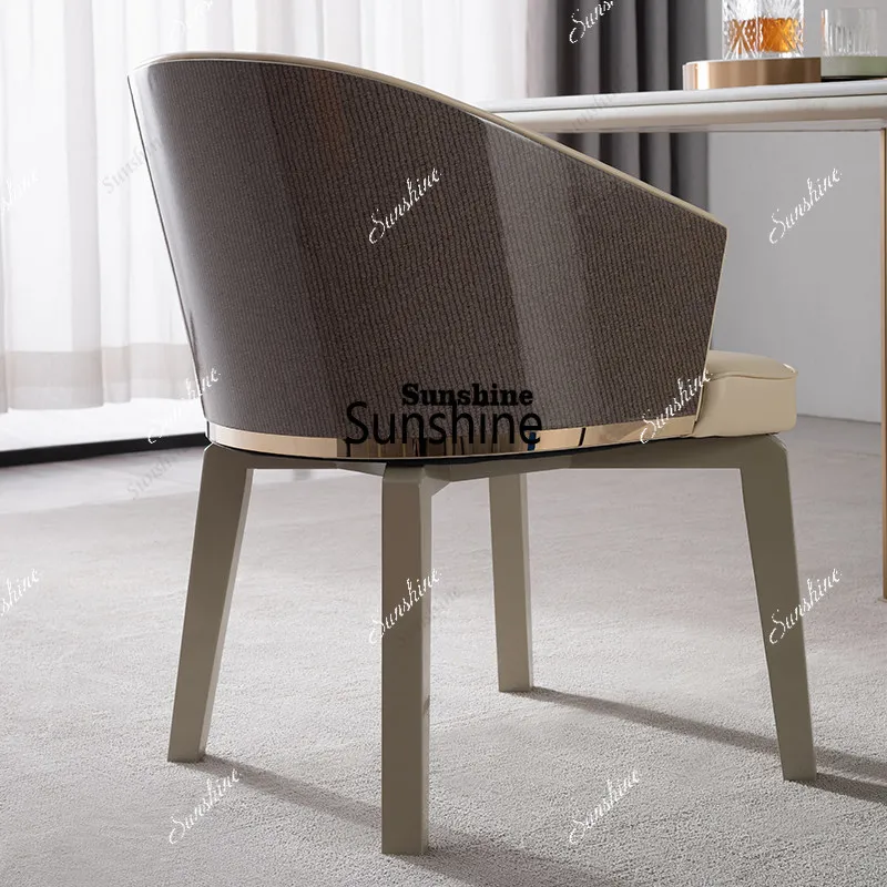 TDItalian light luxury home high-end paint comfortable microfiber leather dining chair