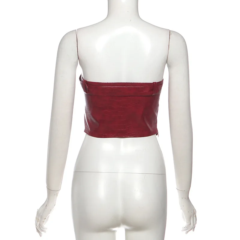 جروميت حزام اعوج بولي Leather الجلود 2 قطعة مجموعة المرأة مثير حمالة غير المتكافئة تانك القمم + السراويل Y2K مطابقة الدعاوى #4