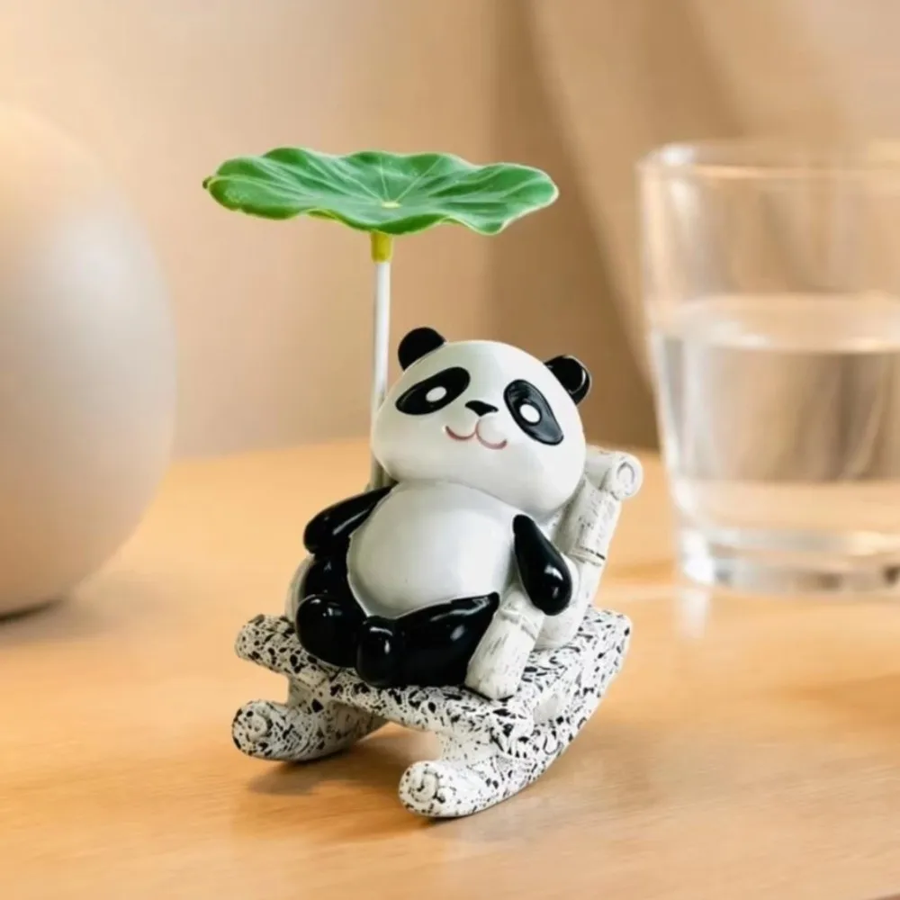 Funny Cute Cartoon Frog Rocking Chair Ornament Lotus Leaf Rocking Bobble Chair Decor Resin Desk Ornament Living Room