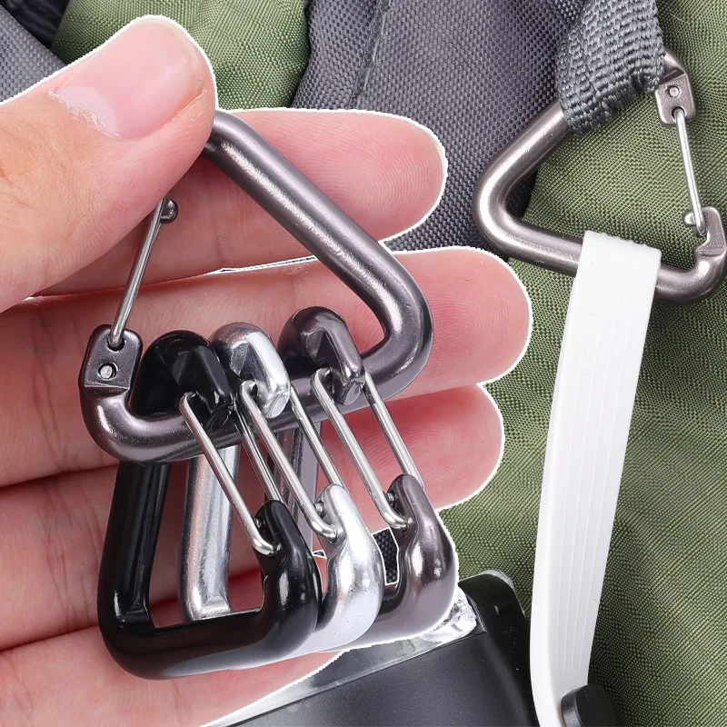 Camping Triangle Carabiner Metal Hiking Keychain Snap Lightweight Triangle Water Bottle Hook Ring Fishing Climbing Acessories