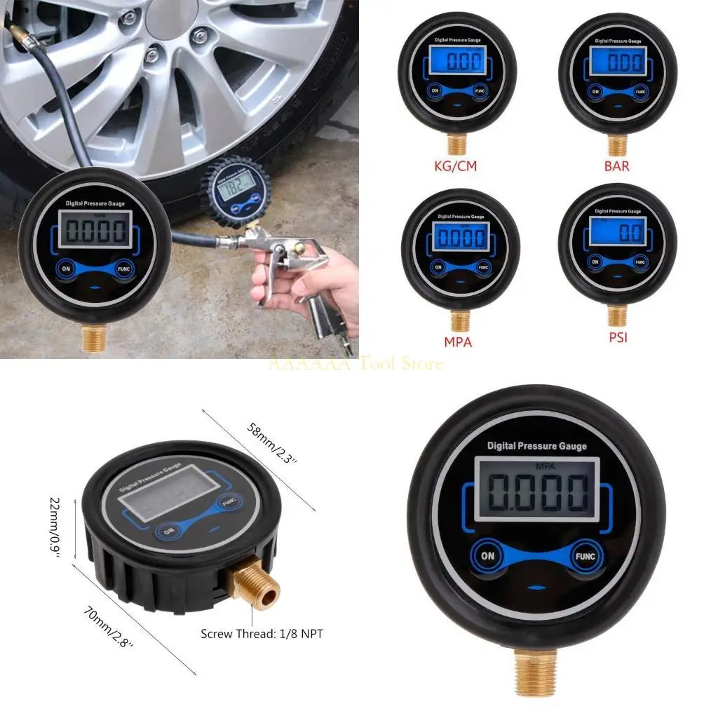 A2BE Professional Digital Tyre Pressure Meter Tester Manometer Reduce the Risk of Tire Burst/Crash PSI Meter 1/8NPT