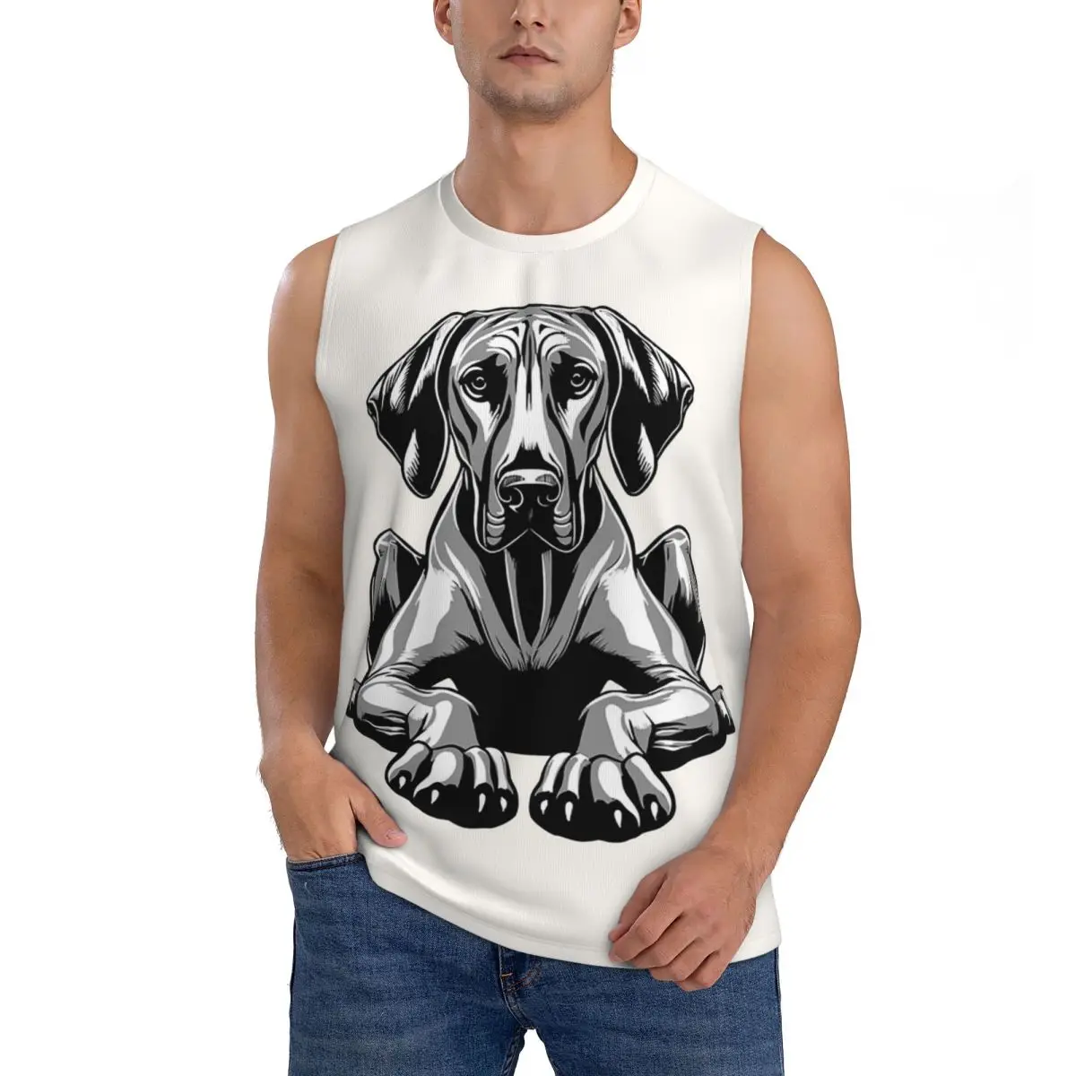 The Rhodesian Ridgeback Men Sleeveless Tank Tops Quick Dry Breathable Gym Fitness Running Summer Casual Sport Vest