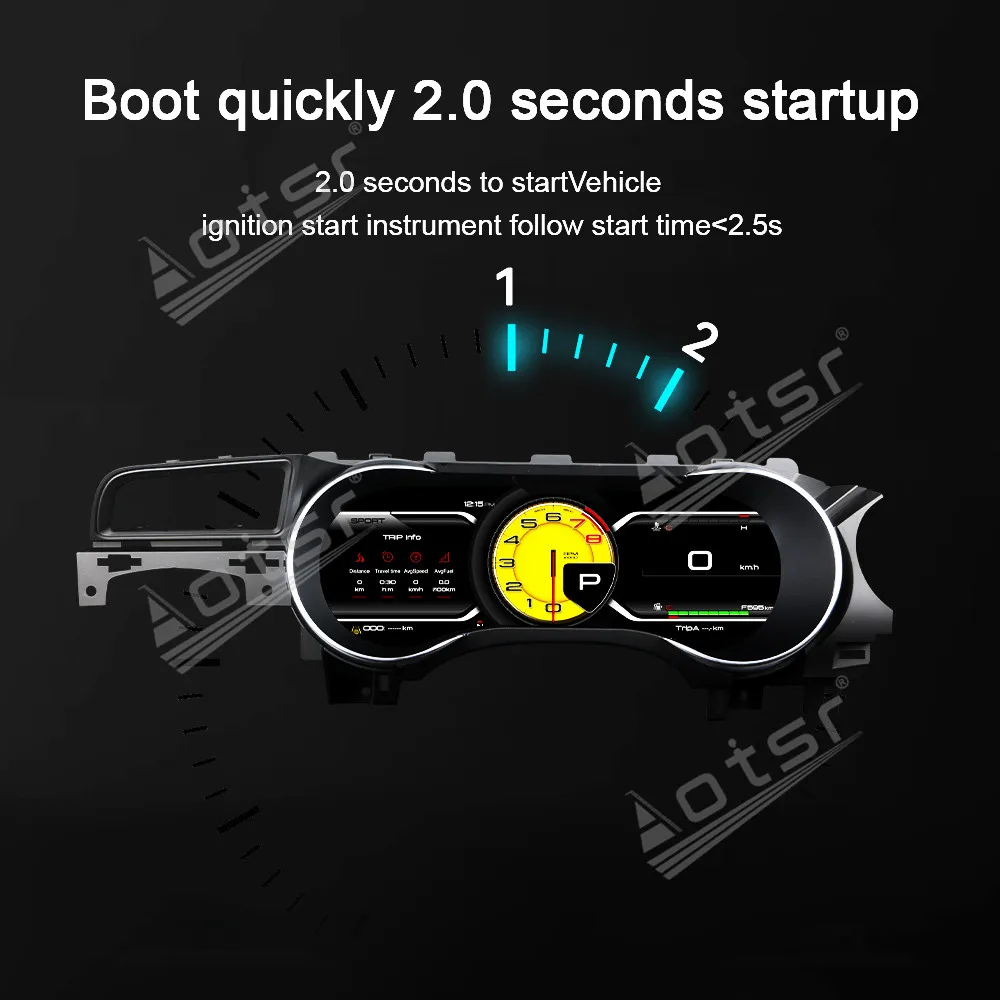 2026, 12,3 дюйма для Ford Mustang 2015-2023, ЖК-панель приборов, цифровой кластер, прибор для скорости, тахометр космического корабля UI