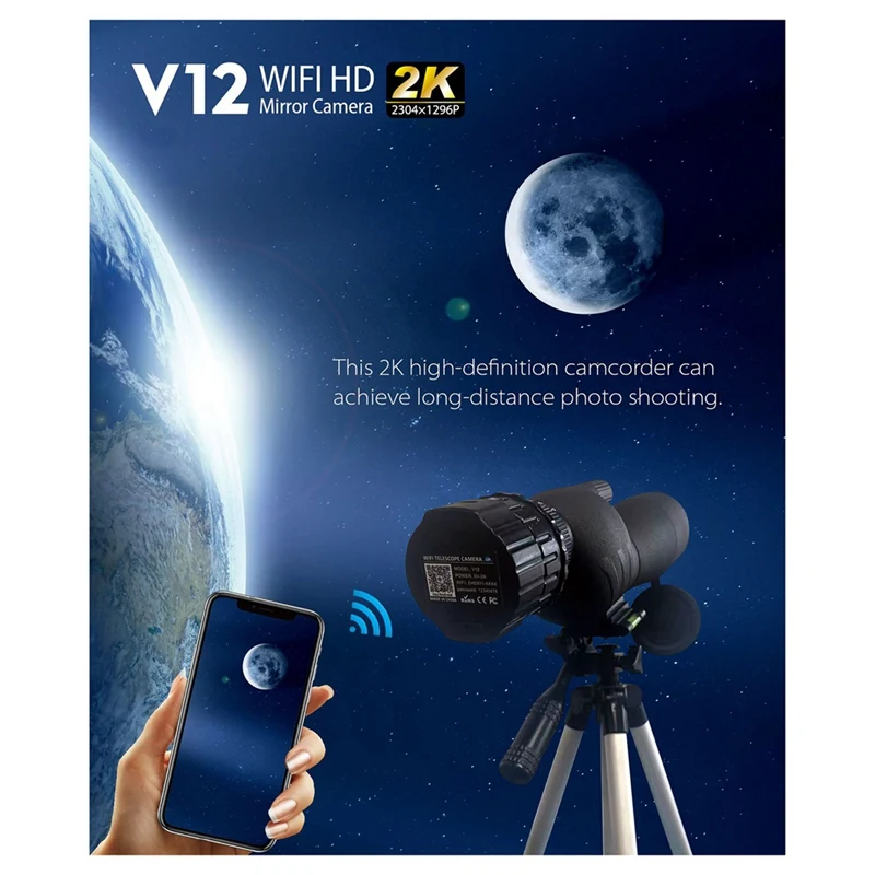telescope 2K 4 Million High-Definition WiFi Electronic Eyepieces, Telescopes, Bird Watching and Other General-Purpose Calibers