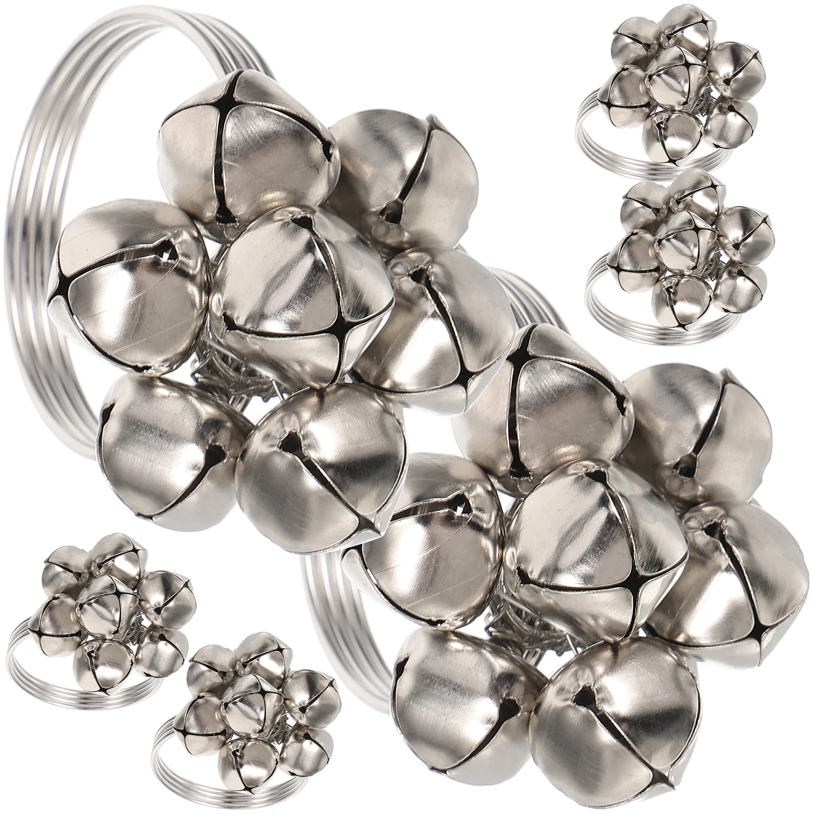 

6 Pcs Dining Table Bell Napkin Ring Banquet Christmas Holder Iron Merry Jingle Decor