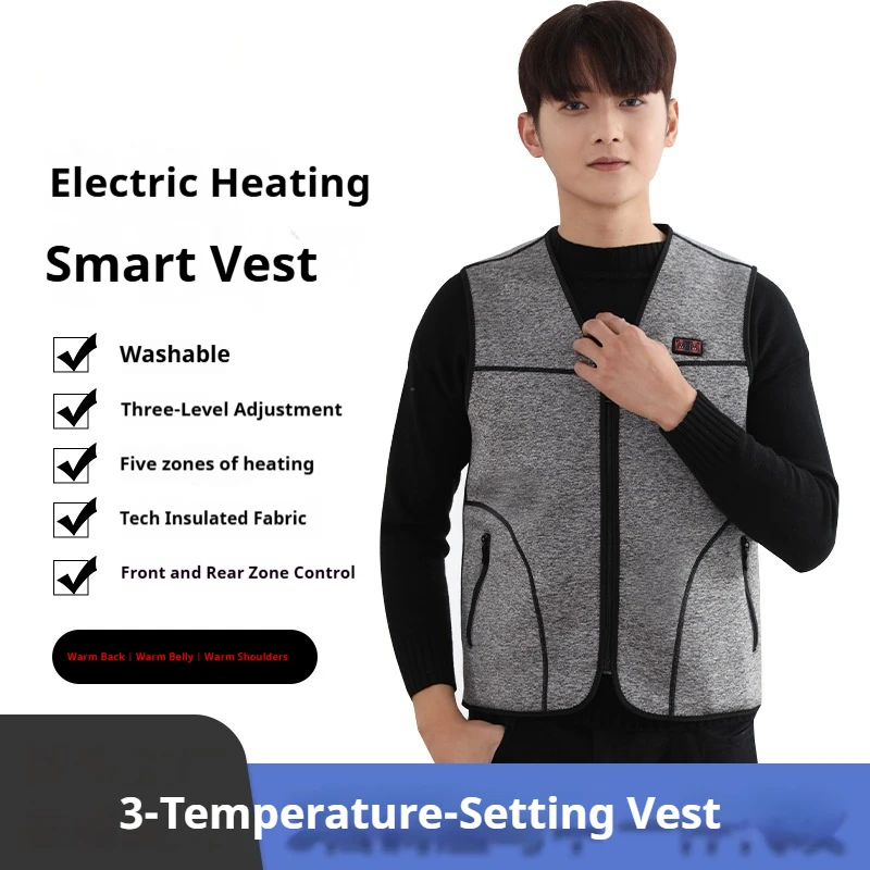 Dual-control Heated Vest Men Women USB Electric Heating Dual Control Winter Warm Smart Thermal Gilet