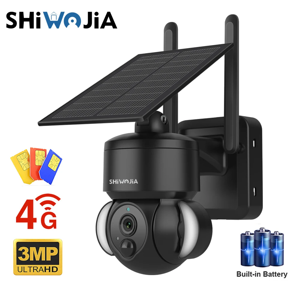 SHIWOJIA Outdoor wifi/4G Sim Card Camera Mini pannello solare telecamera di sorveglianza di sicurezza 7500mAh IP66 Wireless 2 Way Talk Detect