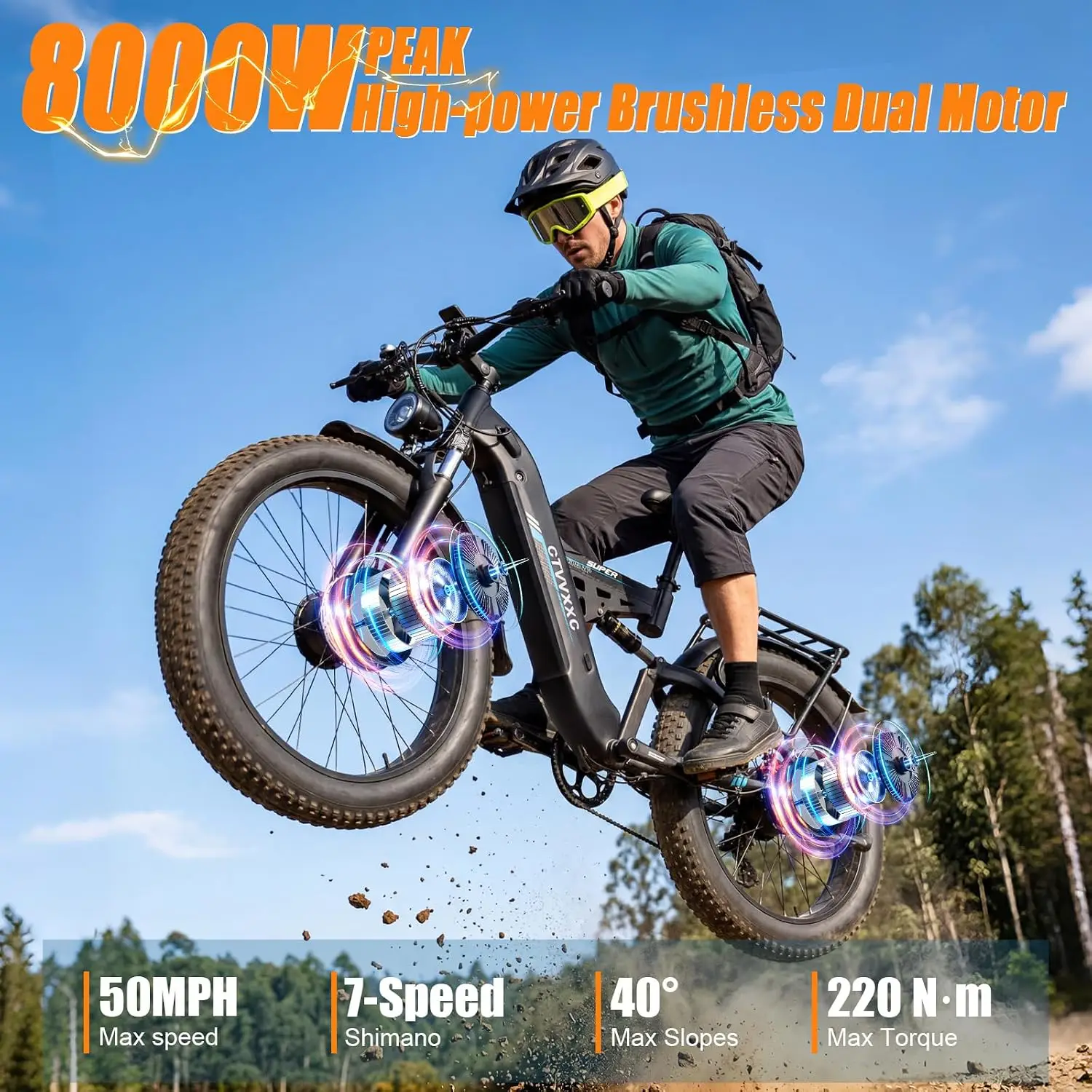 8000W Peak Dual Motor Electric Bike 26
