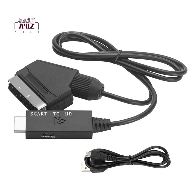 A41Z-1080P SCART To -Compatible Converter Switcher Black Plastic For SCART Products Connecting HD Products