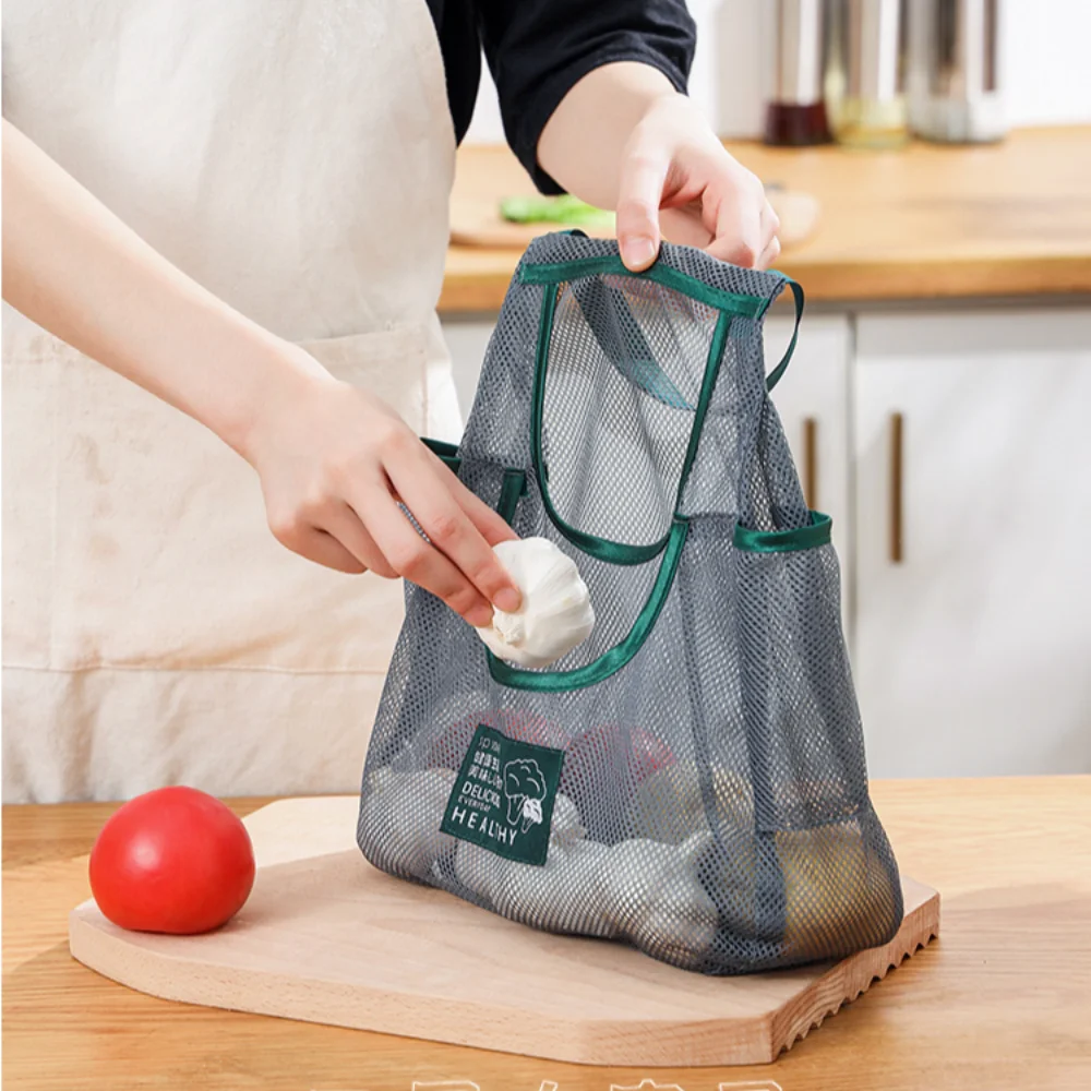 Terylene Hanging Storage Bags Large Capacity Portable Multifunctional Tote Bag Multi-purpose Kitchen Wall Hanging Net Kitchen