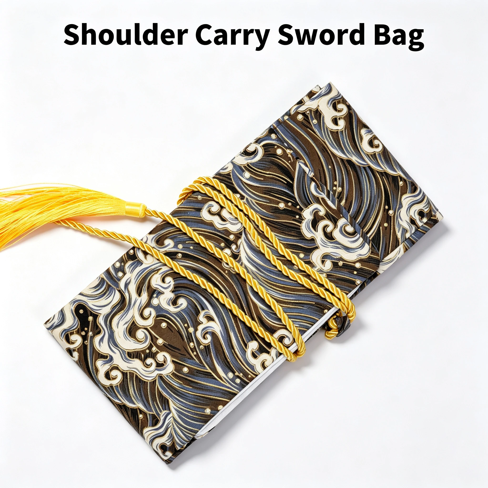 Oriental Retro Pattern Craft Storage Bag With Adjustable Shoulder Strap & Tassel Portable Drawstring Carrying Sleeve For Katana view 6