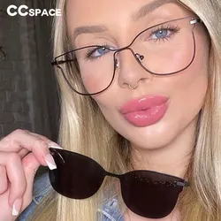 47478 Magnetic Glasses Metal Optical Glasses Frames Women Polarized Sunglasses Clip Fashion Insertable Lens Computer Eyeglasses