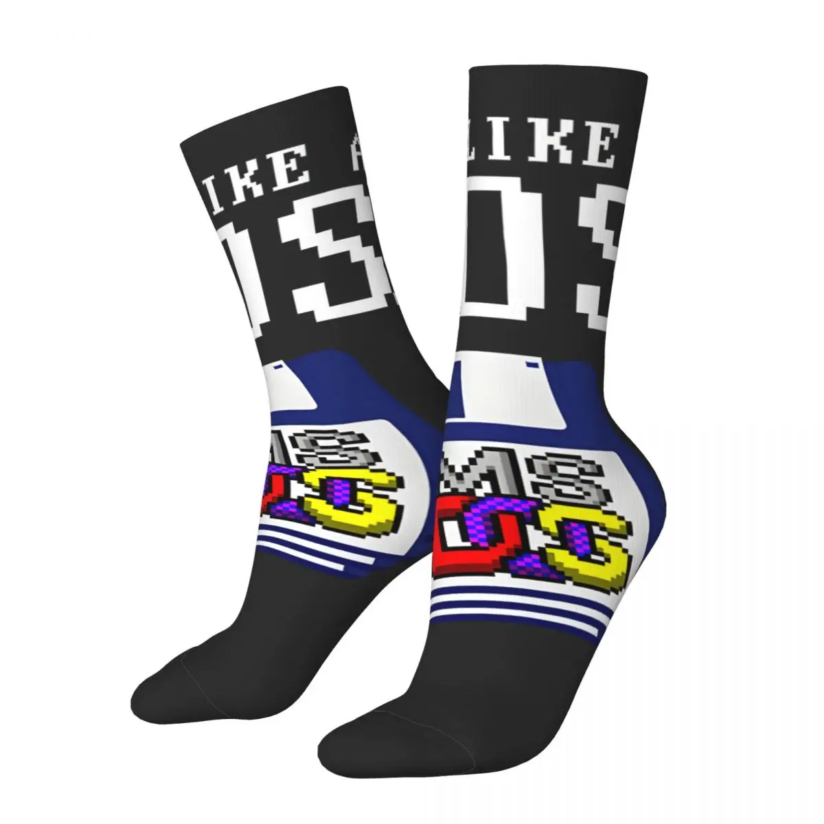 Hip Hop Retro Awesome Crazy Men's compression Socks Unisex MS-DOS Harajuku Pattern Printed Funny Novelty Happy Crew Sock Boys