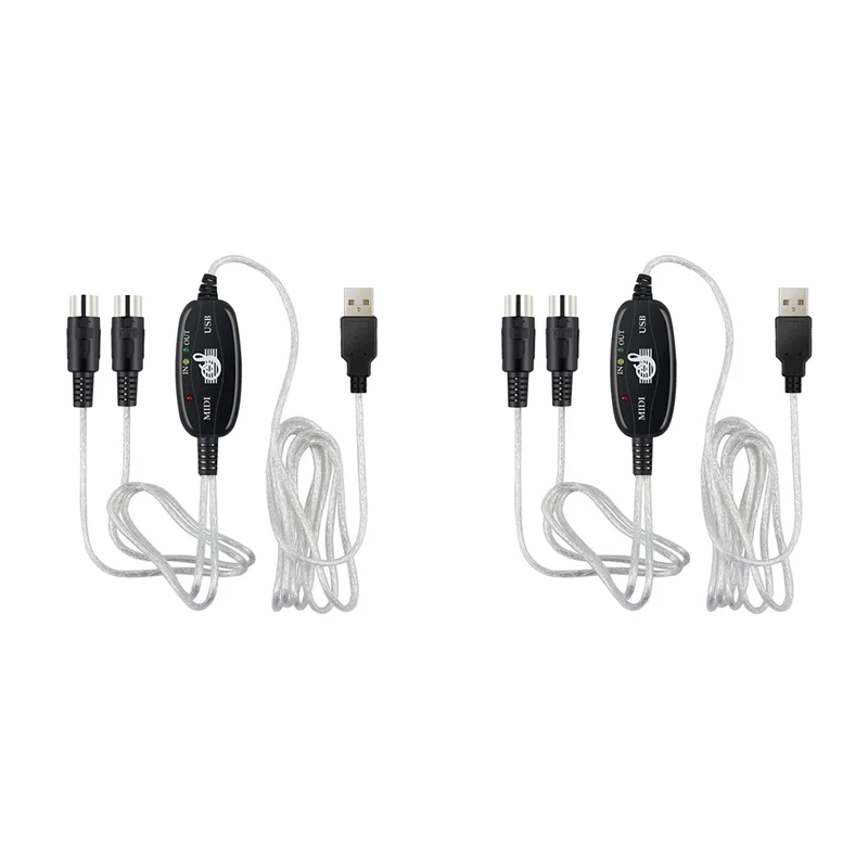 

2X USB-MIDI 5-контактный кабельный преобразователь 2 в 1 на ПК, редактирование аудиовыхода для фортепиано, электронных музыкальных инструментов