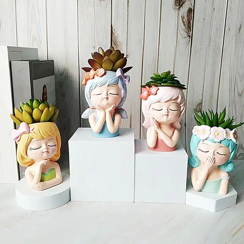 3D fairy Girls Flower Pot Succulent Plant Flower Container for Cafe Kitchen Drawing Room Bedroom Home Garden Planter decor